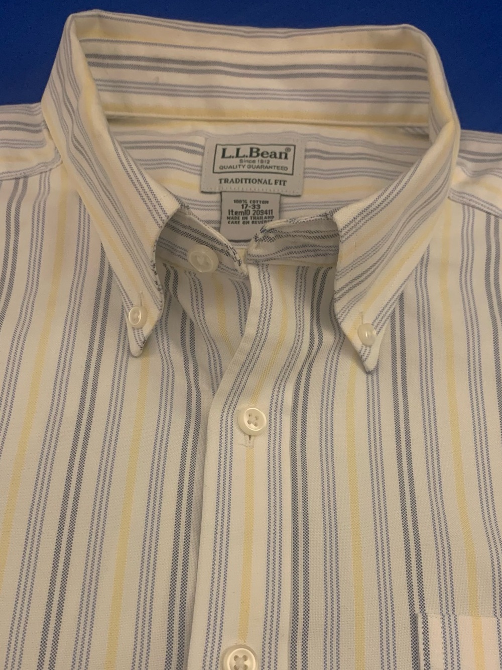 LL BEAN Traditional Fit 100% Cotton Striped Shirt